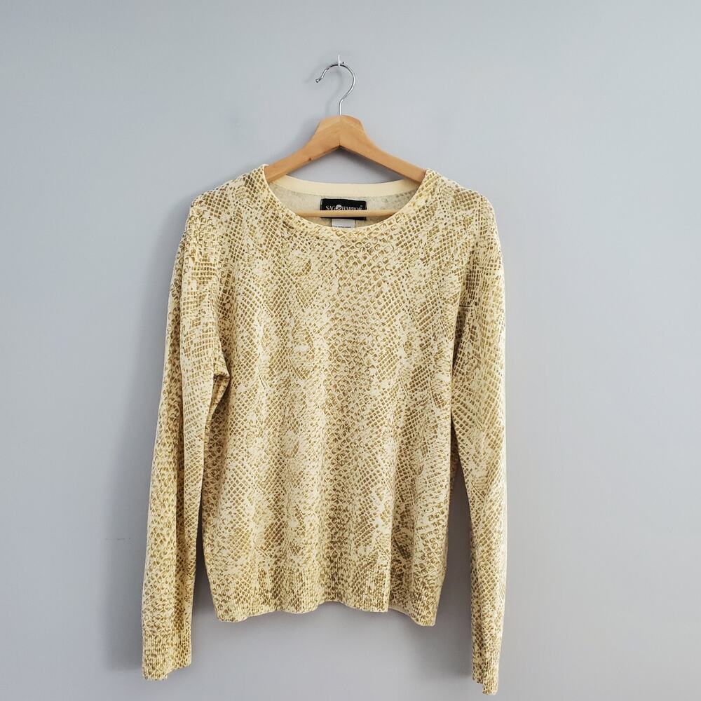 Sag Harbor Cream Snakeskin Print Sweater L